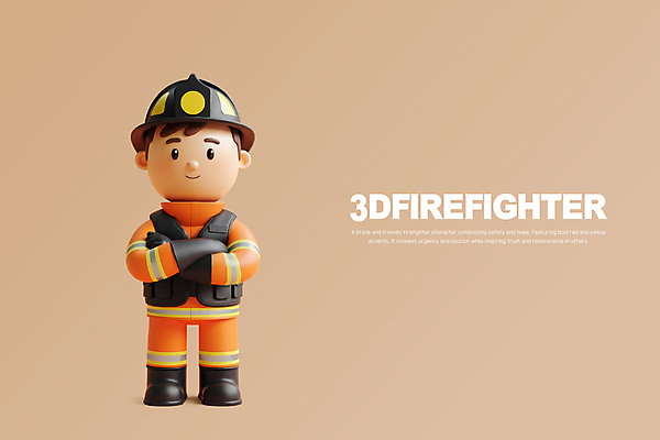전신 PSD 편집이미지 남자 유니폼 3D캐릭터 한명 서기 미소 안전 성인 3D 팔짱 응급 소방관 베이지색 소방관모자 성인남자한명만 방호복 편집3D 캐릭터 모자_잡화 1 옷 컬러 모션 표정 사람 긴급 구조원 소방 디지털합성 남자한명만 성인남자만 파일형식