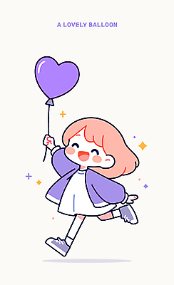 전신 여자 어린이 일러스트 한명 미소 웃음 소녀 반짝임 달리기 귀여움 보라색 활발 잡기 하트풍선 풍선 소녀한명만 일러캐릭터 AI파일 캐릭터 1 컬러 컨셉 모션 표정 사람 하트 여자한명만 소녀만 파일형식 벡터