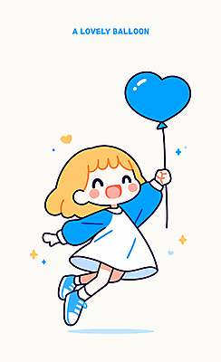 전신 여자 어린이 하늘색 일러스트 한명 미소 웃음 소녀 반짝임 달리기 귀여움 활발 잡기 하트풍선 풍선 소녀한명만 일러캐릭터 AI파일 캐릭터 1 컨셉 모션 표정 사람 파란색 하트 여자한명만 소녀만 파일형식 벡터
