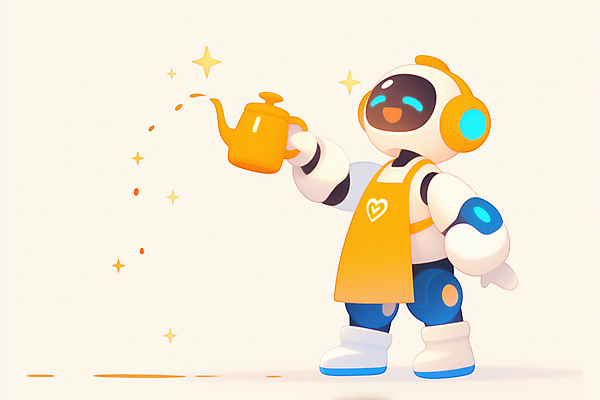 JPG 전신 일러스트 상상 주전자 미래 기술 미소 들기 사람없음 반짝임 노란색 차 로봇 서비스 휴머노이드 AI_인공지능 국내일러스트 AI일러스트 AI콘텐츠 음료 컬러 컨셉 모션 주방용품 표정 파일형식