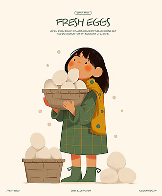 전신 PSD 여자 어린이 일러스트 털모자 따뜻함 한명 들기 소녀 장보기 바구니 계란 목도리 신선 소녀한명만 국내일러스트 모자_잡화 1 잡화 모션 사람 알 여자한명만 소녀만 파일형식