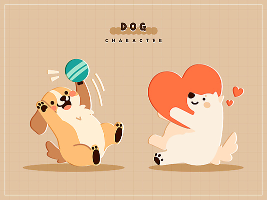 반려견 스티커 일러스트 공 안기 그림자 들기 사람없음 장난감 갈색 귀여움 하트 강아지 개캐릭터 일러캐릭터 AI파일 모양 캐릭터 컬러 동물캐릭터 컨셉 모션 반려동물 개 파일형식 벡터