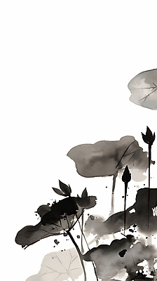 JPG 일러스트 붓터치 연꽃 수묵화 사람없음 검은색 연잎 한국화 국내일러스트 AI일러스트 AI콘텐츠 꽃 컬러 잎 미술 동양화 파일형식