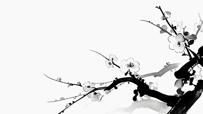 JPG 일러스트 붓터치 수묵화 사람없음 검은색 나뭇가지 매화 한국화 국내일러스트 AI일러스트 AI콘텐츠 나무 꽃 컬러 미술 동양화 파일형식