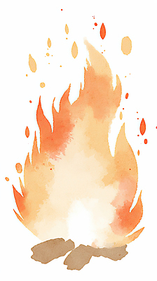 JPG 나무 일러스트 불꽃 수채화 사람없음 빨간색 뜨거움 장작 이펙트그래픽 국내일러스트 AI일러스트 AI콘텐츠 식물 컬러 그래픽백그라운드 불 파일형식