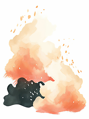 JPG 일러스트 불꽃 수채화 사람없음 빨간색 뜨거움 연기 이펙트그래픽 국내일러스트 AI일러스트 AI콘텐츠 컬러 그래픽백그라운드 불 파일형식