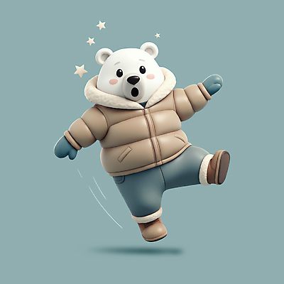 PSD 편집이미지 별 겨울스포츠 3D캐릭터 안전 사람없음 3D 귀여움 미끄러짐 곰캐릭터 북극곰 겨울옷 청록색 편집3D 자연요소 캐릭터 옷 스포츠 컬러 동물캐릭터 컨셉 겨울 곰 모션 디지털합성 파일형식
