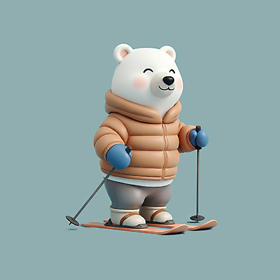 PSD 편집이미지 스키 겨울스포츠 3D캐릭터 사람없음 운동 3D 귀여움 장비 즐거움 곰캐릭터 북극곰 청록색 폴 편집3D 캐릭터 감정 스포츠 컬러 동물캐릭터 컨셉 곰 건강 디지털합성 스키용품 파일형식