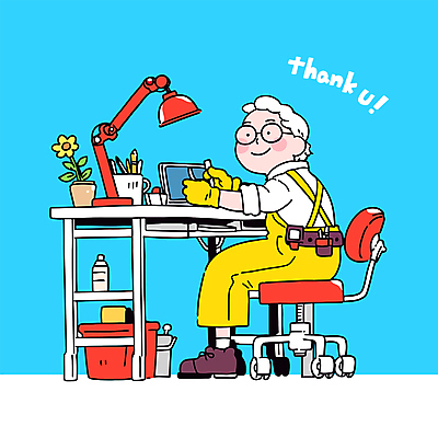 전신 남자 화분 하늘색 일러스트 작업복 한명 미소 앉기 성인 노트북 장비 스탠드 업무 직장인 수리 전문직 집중 땡큐 바퀴의자 성인남자한명만 안경낌 국내일러스트 AI파일 직업 1 옷 안경 컨셉 의자 모션 조명 표정 사람 파란색 전자제품 작업 남자한명만 성인남자만 파일형식 벡터