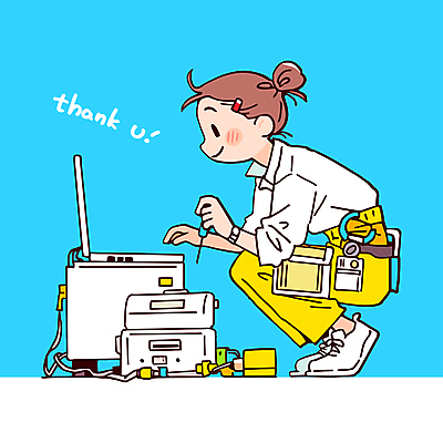 전신 여자 하늘색 일러스트 작업복 한명 미소 성인 노트북 장비 업무 직장인 수리 전문직 집중 웅크림 땡큐 성인여자한명만 국내일러스트 AI파일 직업 1 옷 컨셉 모션 표정 사람 파란색 전자제품 작업 여자한명만 성인여자만 파일형식 벡터