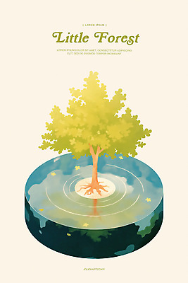 PSD 나무 포스터 화분 일러스트 하늘 그림자 사람없음 연두색 물 반사 평화 미니멀 테라리움 국내일러스트 자연요소 식물 컨셉 초록색 원예 파일형식