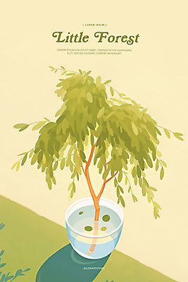 PSD 나무 포스터 화분 일러스트 그림자 사람없음 컵 연두색 물 평화 미니멀 테라리움 국내일러스트 자연요소 식물 식기 컨셉 초록색 원예 파일형식