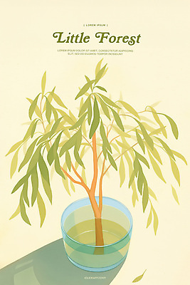 PSD 나무 포스터 화분 일러스트 그림자 사람없음 컵 연두색 물 평화 미니멀 테라리움 국내일러스트 자연요소 식물 식기 컨셉 초록색 원예 파일형식