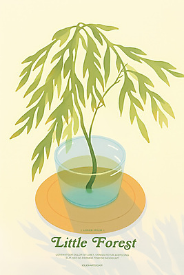 PSD 나무 포스터 화분 일러스트 그림자 사람없음 컵 연두색 물 평화 미니멀 테라리움 국내일러스트 자연요소 식물 식기 컨셉 초록색 원예 파일형식
