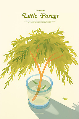 PSD 나무 포스터 화분 일러스트 그림자 사람없음 컵 연두색 물 평화 미니멀 테라리움 국내일러스트 자연요소 식물 식기 컨셉 초록색 원예 파일형식