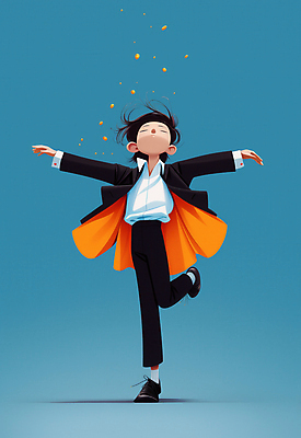JPG 전신 남자 행복 어린이 포즈 일러스트 비즈니스 팔벌리기 한명 소년 파란색 에너지 자유 코트 춤 자신감 즐거움 퇴근 활기 한발서기 소년한명만 국내일러스트 AI일러스트 AI콘텐츠 1 감정 컬러 컨셉 모션 문화예술 서기 사람 외투 출퇴근 남자한명만 소년만 파일형식