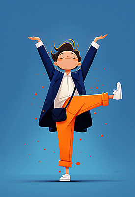JPG 전신 남자 행복 어린이 가방 일러스트 비즈니스 한명 웃음 소년 파란색 만세 에너지 자유 코트 춤 즐거움 퇴근 활기 한발서기 소년한명만 국내일러스트 AI일러스트 AI콘텐츠 1 잡화 감정 컬러 컨셉 모션 문화예술 표정 서기 사람 외투 출퇴근 남자한명만 소년만 파일형식