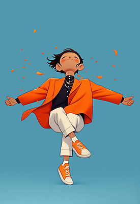 JPG 전신 남자 행복 어린이 일러스트 비즈니스 팔벌리기 한명 웃음 소년 파란색 눈감음 재킷 에너지 자유 다리꼬기 춤 즐거움 퇴근 활기 소년한명만 국내일러스트 AI일러스트 AI콘텐츠 1 감정 컬러 컨셉 모션 문화예술 표정 사람 외투 출퇴근 남자한명만 소년만 파일형식