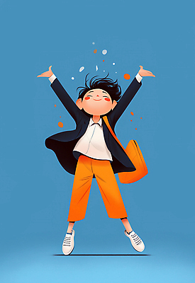 JPG 전신 남자 행복 어린이 가방 일러스트 비즈니스 한명 웃음 소년 파란색 점프 재킷 만세 에너지 자유 춤 즐거움 퇴근 활기 소년한명만 국내일러스트 AI일러스트 AI콘텐츠 1 잡화 감정 컬러 컨셉 모션 문화예술 표정 사람 외투 출퇴근 남자한명만 소년만 파일형식