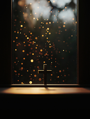 JPG 편집이미지 종교 십자가 창문 사람없음 빛 갈색 성당 어둠 보케 신성 감성 편집실사 AI포토 AI콘텐츠 컬러 컨셉 종교건축 CG 파일형식