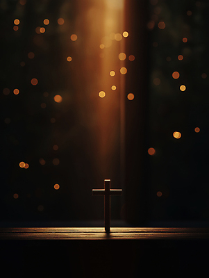 JPG 편집이미지 종교 십자가 사람없음 빛 갈색 성당 어둠 보케 신성 감성 편집실사 AI포토 AI콘텐츠 컬러 컨셉 종교건축 CG 파일형식