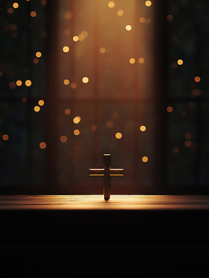 JPG 편집이미지 종교 십자가 창문 사람없음 빛 갈색 성당 어둠 보케 신성 감성 편집실사 AI포토 AI콘텐츠 컬러 컨셉 종교건축 CG 파일형식