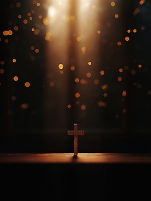 JPG 편집이미지 종교 십자가 사람없음 빛 갈색 성당 어둠 보케 신성 감성 편집실사 AI포토 AI콘텐츠 컬러 컨셉 종교건축 CG 파일형식