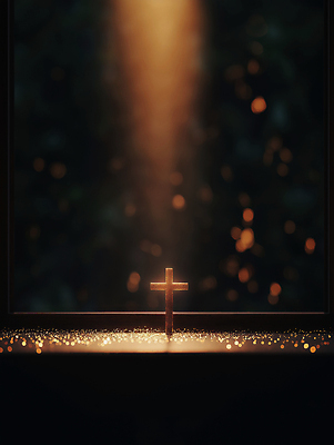 JPG 편집이미지 종교 십자가 사람없음 빛 갈색 성당 어둠 보케 신성 감성 편집실사 AI포토 AI콘텐츠 컬러 컨셉 종교건축 CG 파일형식