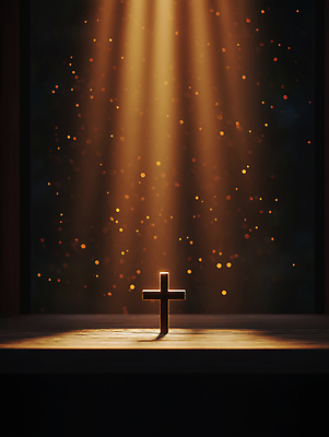 JPG 편집이미지 종교 십자가 사람없음 빛 갈색 성당 어둠 보케 신성 감성 편집실사 AI포토 AI콘텐츠 컬러 컨셉 종교건축 CG 파일형식