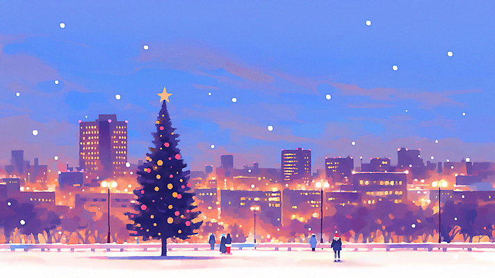 JPG 전신 나무 구름 여자 남자 별 크리스마스 야경 가로등 일러스트 하늘 여러명 성인 건물 뒷모습 크리스마스트리 보라색 눈 도시 화이트크리스마스 눈내림 성인만 국내일러스트 AI일러스트 AI콘텐츠 자연요소 식물 건축물 공공시설 기념일 뷰포인트 컬러 다수 날씨 눈_날씨 사람 야간 파일형식 풍경_경치