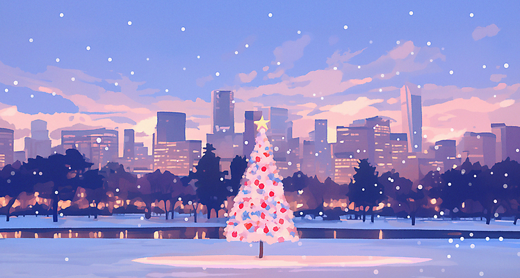 JPG 나무 별 크리스마스 야경 가로등 일러스트 하늘 사람없음 건물 크리스마스트리 보라색 눈 도시 화이트크리스마스 눈내림 국내일러스트 AI일러스트 AI콘텐츠 자연요소 식물 건축물 공공시설 기념일 컬러 날씨 눈_날씨 야간 파일형식 풍경_경치