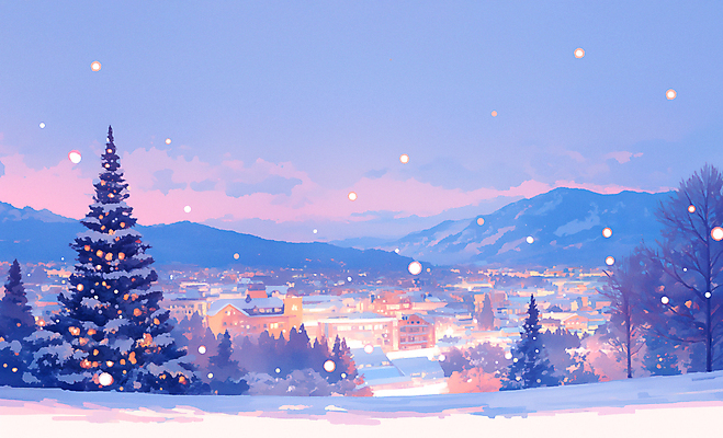 JPG 나무 구름 별 크리스마스 야경 가로등 일러스트 하늘 산 사람없음 건물 크리스마스트리 마을 보라색 눈 도시 화이트크리스마스 눈내림 국내일러스트 AI일러스트 AI콘텐츠 자연요소 식물 건축물 공공시설 기념일 컬러 날씨 눈_날씨 야간 파일형식 풍경_경치