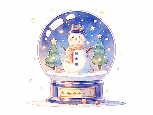 JPG 별 크리스마스 겨울 일러스트 눈사람 수채화 선물 사람없음 장식 파란색 크리스마스트리 눈 스노글로브 국내일러스트 AI일러스트 AI콘텐츠 자연요소 계절 기념일 컬러 날씨 파일형식