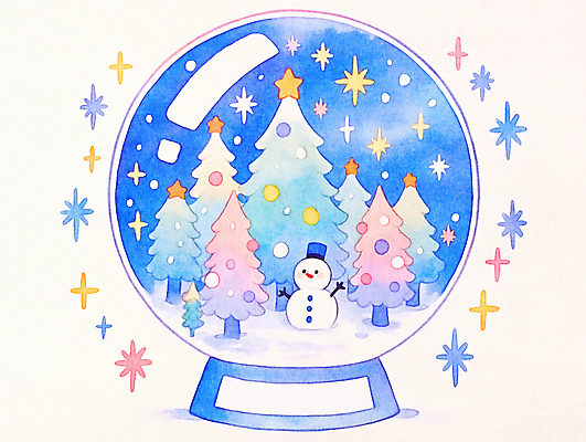 JPG 별 크리스마스 겨울 일러스트 눈사람 수채화 선물 사람없음 장식 파란색 반짝임 크리스마스트리 눈 스노글로브 국내일러스트 AI일러스트 AI콘텐츠 자연요소 계절 기념일 컬러 모션 날씨 파일형식