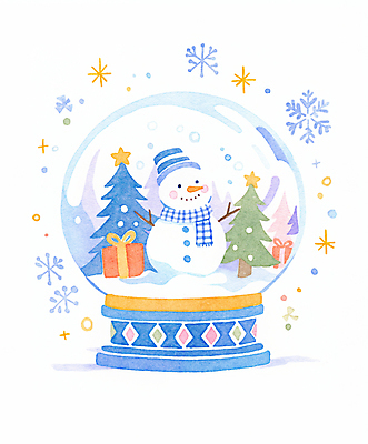 JPG 별 크리스마스 겨울 일러스트 눈사람 수채화 선물 사람없음 장식 파란색 크리스마스트리 눈 스노글로브 국내일러스트 AI일러스트 AI콘텐츠 자연요소 계절 기념일 컬러 날씨 파일형식
