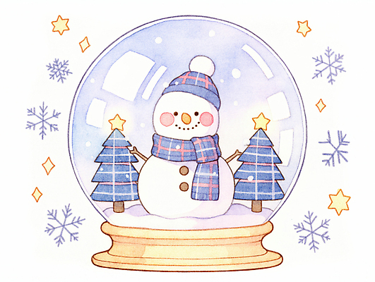 JPG 별 크리스마스 겨울 일러스트 눈사람 수채화 선물 사람없음 장식 파란색 크리스마스트리 눈 스노글로브 눈꽃무늬 국내일러스트 AI일러스트 AI콘텐츠 자연요소 계절 기념일 컬러 무늬 날씨 눈꽃 파일형식