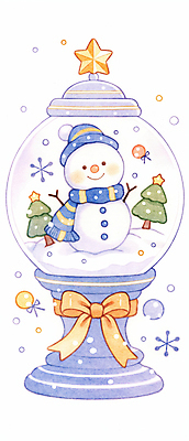 JPG 별 크리스마스 겨울 일러스트 눈사람 수채화 선물 사람없음 장식 파란색 크리스마스트리 눈 스노글로브 눈꽃무늬 눈내림 국내일러스트 AI일러스트 AI콘텐츠 자연요소 계절 기념일 컬러 무늬 날씨 눈꽃 눈_날씨 파일형식