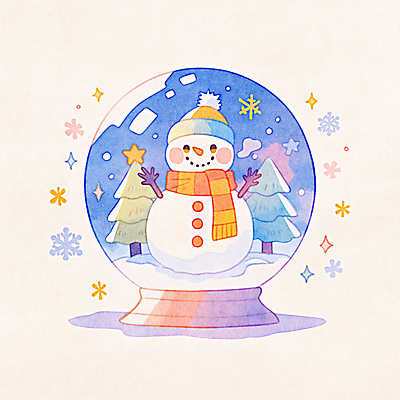 JPG 별 크리스마스 겨울 일러스트 눈사람 수채화 선물 사람없음 장식 파란색 반짝임 크리스마스트리 눈 스노글로브 눈꽃무늬 국내일러스트 AI일러스트 AI콘텐츠 자연요소 계절 기념일 컬러 무늬 모션 날씨 눈꽃 파일형식