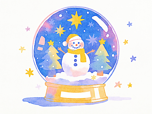 JPG 별 크리스마스 겨울 일러스트 눈사람 수채화 선물 사람없음 장식 파란색 크리스마스트리 눈 스노글로브 국내일러스트 AI일러스트 AI콘텐츠 자연요소 계절 기념일 컬러 날씨 파일형식