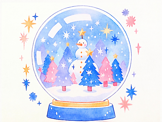 JPG 별 크리스마스 겨울 일러스트 눈사람 수채화 선물 사람없음 장식 파란색 반짝임 크리스마스트리 눈 스노글로브 국내일러스트 AI일러스트 AI콘텐츠 자연요소 계절 기념일 컬러 모션 날씨 파일형식