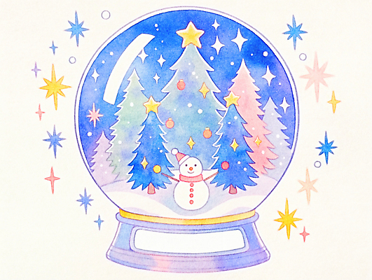 JPG 별 크리스마스 겨울 일러스트 눈사람 수채화 선물 사람없음 장식 파란색 반짝임 크리스마스트리 눈 스노글로브 국내일러스트 AI일러스트 AI콘텐츠 자연요소 계절 기념일 컬러 모션 날씨 파일형식