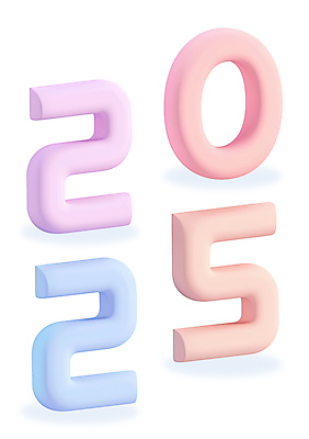 PSD 편집이미지 새해 타이포그라피 사람없음 숫자 3D 입체 점토 입체문자 파스텔톤 2025년 을사년 편집3D 문자 컬러 연도 디지털합성 파일형식