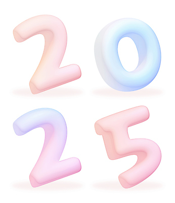 PSD 편집이미지 새해 타이포그라피 사람없음 숫자 3D 입체 점토 입체문자 파스텔톤 2025년 을사년 편집3D 문자 컬러 연도 디지털합성 파일형식