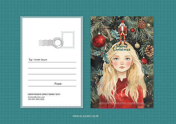 템플릿 편집 여자 크리스마스장식 크리스마스 겨울 카드템플릿 한명 소녀 빨간색 초록색 편지 디지털합성 엽서 병정 소녀한명만 이미지템플릿 AI파일 1 계절 기념일 어린이 컬러 카드_감사 사람 여자한명만 소녀만 파일형식 벡터