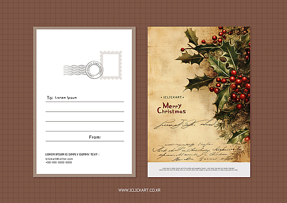 템플릿 편집 잎 크리스마스 겨울 카드템플릿 사람없음 초록색 갈색 편지 디지털합성 엽서 호랑가시나무열매 2025년 트렌드컬러 이미지템플릿 모카무스 AI파일 식물 계절 기념일 열매 컬러 카드_감사 연도 파일형식 벡터