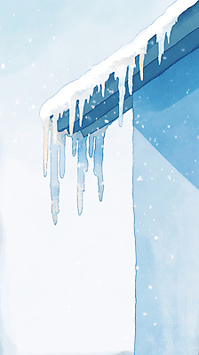 JPG 겨울 일러스트 지붕 풍경 사람없음 파란색 얼음 눈 차가움 처마 고드름 국내일러스트 AI일러스트 AI콘텐츠 자연요소 계절 컬러 날씨 파일형식