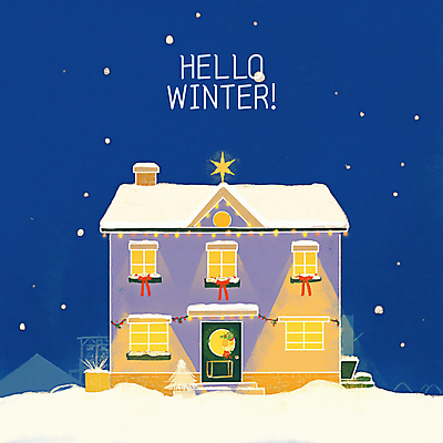 PSD 별 크리스마스장식 겨울 일러스트 창문 밤하늘 주택 따뜻함 굴뚝 사람없음 파란색 빛 고요 눈 눈송이 야간 눈길 눈내림 국내일러스트 자연요소 계절 길 컬러 크리스마스 하늘 날씨 눈_날씨 건물 파일형식