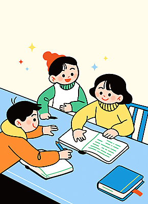 모자 학생 여자 남자 초등학생 어린이 일러스트 들기 앉기 소녀 소년 상반신 책 세명 파란색 친구 반짝임 학습 연필 겨울방학 북마크 특강 어린이만 국내일러스트 AI파일 잡화 교육 컬러 겨울 관계 모션 방학 학용품 사람 필기구 강의 파일형식 벡터