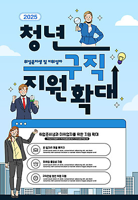 전신 템플릿 여자 남자 포스터 하늘색 전구 돋보기 아파트 서기 미소 들기 청년 건물 세명 반짝임 손들기 파이팅 구직 재산 확대 손내밀기 일자리 사원증 정책 지원 청년만 2025년 을사년 이미지템플릿 AI파일 건축물 컨셉 비즈니스 모션 주택 표정 사람 손짓 성인 금융 파란색 연도 성인만 파일형식 벡터