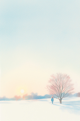 JPG 전신 나무 실루엣 일러스트 색연필 새해 한명 서기 성인 태양 일출 설원 새벽 손그림 감성 그라데이션 성인한명만 겨울풍경 국내일러스트 AI일러스트 AI콘텐츠 자연요소 식물 1 컨셉 겨울 모션 학용품 눈_날씨 촬영기법 사람 풍경 노을 성인만 파일형식